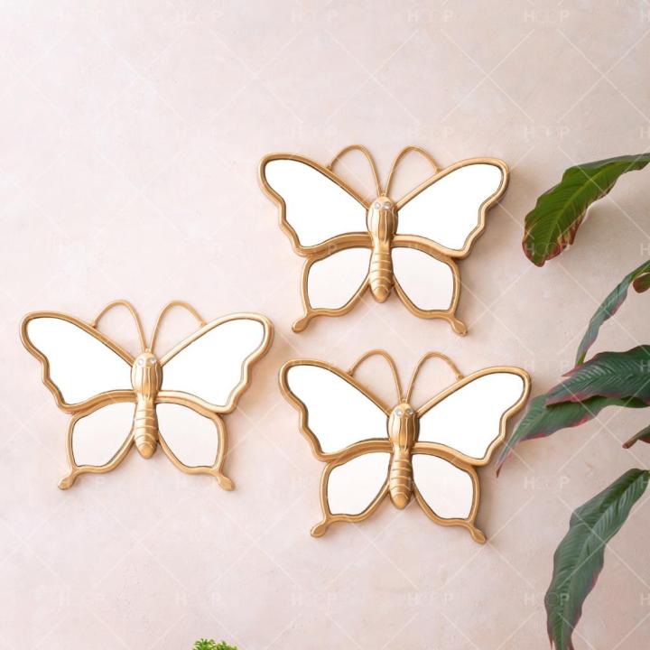 3 Piece Butterfly Wall Mirror Set For Wall Decorations Home Decoration