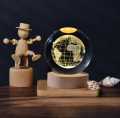 6cm 3D Crystal Ball Crystal Planet Night Light Laser Engraved Solar Globel. 