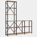 9-Shelf Bookshelf, Industrial Ladder Corner Etagere Bookcase. 