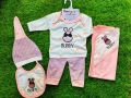 New Style Bunny 5 pcs Dress For Newborn Baby With Wrapping Sheet And Bib. 