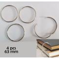 63mm Ring / 4 pcs  Silver Metal Scrapbook Lock Ring / Book Ring / Binder Ring. 