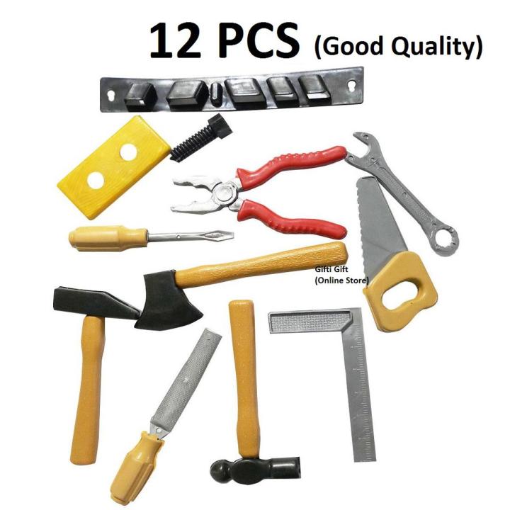 Tool Set Toy for Kids 12 PCS Pouch Plastic Multi color Construction Tools Toy Set