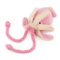 【Footprint】 Cute Squid Small Dog Toy Sound BB Plush Pet Puppy Rope Toys Pink Chew Squeak Toys For Cat. 