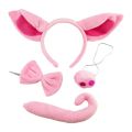 Super Soft Pig Ear Headband Nose Tail Halloween Animal Headdress Dress Up Accessories Pink Piggy Head Hoop Set Cosplay Props. 