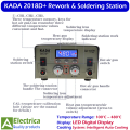KADA 2018D+ 2-in-1 Hot Air Rework and Soldering Station with LED Display, Fast Heating, Temperature Control & Auto Cooling System by Electrica. 