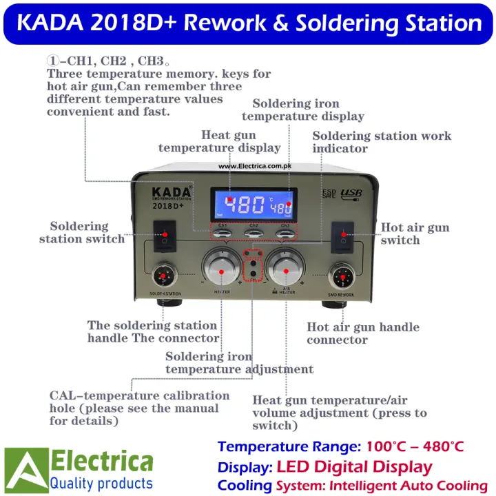 KADA%202018D+%202-in-1%20Hot%20Air%20Rework%20and%20Soldering%20Station%20with%20LED%20Display,%20Fast%20Heating,%20Temperature%20Control%20&%20Auto%20Cooling%20System%20by%20Electrica%20-%20Image%205