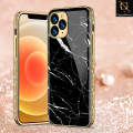 I_Phone 11 Pro Max Cover - Black Marble Series - Premium Electroplated Shutterproof Case Soft Silicon Borders Case. 