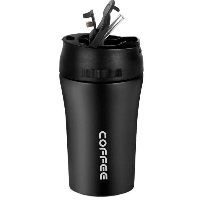 Best Quality Vacuum Insulated Coffee Mug with Straw, Travel Mug Sip, Stainless Steel Thermal Cup, Travel Mug with Leak-Proof Lid, BPA free, for Home Office Kitchen Outdoor, 400ML