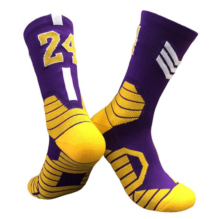 Basketball Player Star Name Thick Sport Crew Man Socks Black Mamba Mentality Digital Number No24 Twenty Four Los Angeles LA Sox