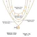 Women Multilayer Choker Horn Long Crescent Moon Coin Pendant Chain Necklace Collar Jewelry. 