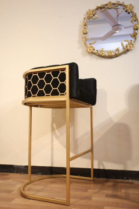 Iron Bar Stools for Kitchen and Living Room - Honeycomb Design Bar Stool Chair