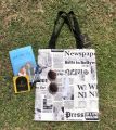 Digital Print Tote Bag - Newspaper Hand Made Women's Bag for Laptop & Books with large capacity   Shoulder Bag , laptop bag, University bag , Female handbag , Shopping bag with pocket inside and Front side  Special for college ,university & office. 
