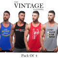 The Vintage Clothing pack of 4 gym sando tanks fitness wear fashion for men's. 