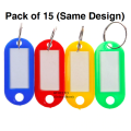 Name Tag Keychain Mix Colors Pack of 15 Oval Shape Tag Key rings or key chains for hotel room numbers or multipurpose Stationary item. 
