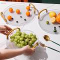 Acrylic Serving Tray with Handles Fruit Dessert Tray Countertop Organizer Multipurpose Durable Cosmetics Tray for Kitchen, Bathroom, Office. 