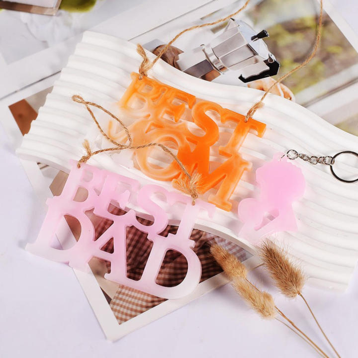 White Diy Drip Resin Hanging Moulds Non-Toxic And Odorless Silicone Keychain Silicone Mould Parent-Child Keychain Mold for Kitchenware Bakeware Cakes Breads Mousses Jellies Prepared Foods Chocolates