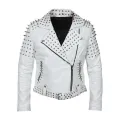 White Brando Biker Leather Jacket For Women. 