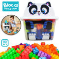 Mega Blocks Cute Panda - 90 Pcs Building Blocks Bucket Jar - Multicolor. 