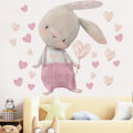 60×40Cm Cute Pink Rabbit Love Balloon Wall Stickers Poster Art Car Decal Kids Room Decoration Favors Wallpaper 1Pcs. 