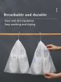 Pack of 05 -  Non-woven Shoe Bag Drawstring Storage Bag Small White Shoes Dustproof and Yellow Proof Air Drying Bag Travel Shoe Cover. 