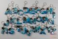 Keychain- Blue Glitter Initial Keychains-  A-Z letters-  Resin Keychains for boys and girls- Key Holders. 