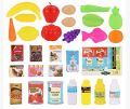 EASY FUTURE Simulation shopping cart Kids Mini Cart Toy Children Shopping Trolley Play Set With Fruit Vegetables Food Handcart (Pink). 