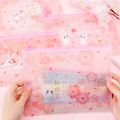 Kawaii Rabbit Heart Transparent School Pencil Case For Girls Office Student Pencil-Cases Storage Bag Box Stationery Supplies. 