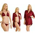 Satin Silk Gown Night Dress For Women Girls 1109 with Bikini Set for Girls. 