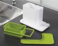 3 in 1 Kitchen Sink Organizer - Draining Holder, Towel Rack, Storage Box for Soap and Sponges. 