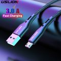 USLION 3A Micro USB Cable Fast Charging Data Cable For Samsung Android Xiaomi Redmi Note 5 Microusb Type-C Charger For iPhone. 