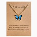 Butterfly Necklace for Girls Stylish Korean Fashion Purple, Blue, Yellow Antique white Butterfly Pendant Necklace for women Make a Wish Necklace Gift for her. 