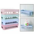 Plastic Inter Design Bathroom Kitchen Organize Shelf Rack Shower Corner with Wall Mounted Suction Cup. 