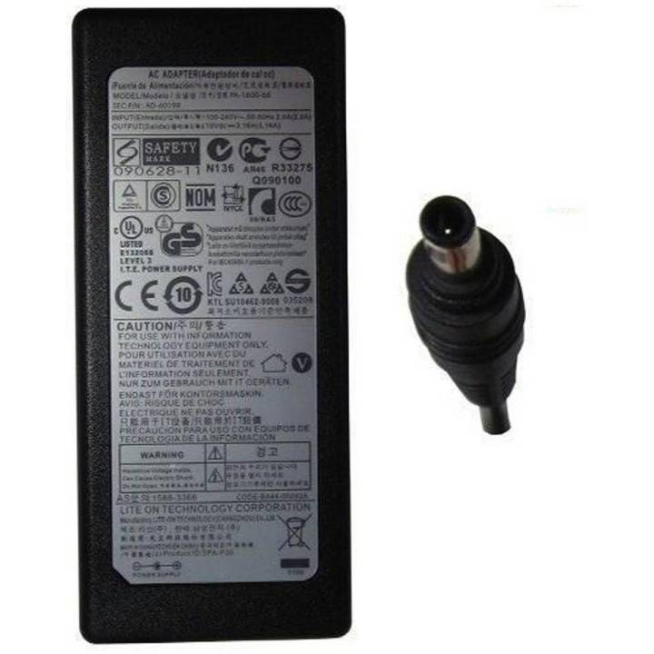 60W 19V 3.16A AC Laptop Charger for Samsung  RV510 RV515 RV520  Power Cord Connector Size: 5.5 X 3.0mm