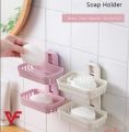 New Design Double Layer Soap Dish Self Draining Soap Dish, Self Adhesive Soap Tray, Soap Dispenser Waterfall Shower Soap Holder,  Plastic Wall Mounted Soap Dish Drain Soap Base Holder Container Dish for Soap. 