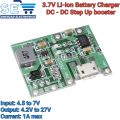 3.7V Li-Ion Battery Charging and DC-DC Step Up Booster Module | Micro USB Input | Adjustable 4.2V–27V Output | TP4056 + MT3608. 
