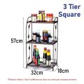 Spice Rack Organizer Metal, 3 Tier Spice Rack Vegetable Stand Folding Metal Storage Shelf Rack for Kitchen, Kitchen Organizer, Bathroom Organizers, Makeup Organiser Metal, Office Storage Shelf 3 Layer Metal Folding Rack. 