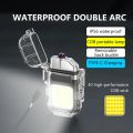 Electric Lighter USB Rechargeable Dual Arc Lighters, Cool Plasma Lighter with Waterproof Transparent Shell, 3 Modes COB Flashlight and Detachable Pocket Clip for EDC Outdoor Camping Survival. 