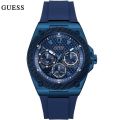 Guess Legacy Blue Dial Blue Rubber Strap Watch For Men-W1049G7. 