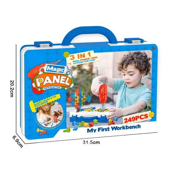 Children Power Toolbox Assembly 249 + Pieces Puzzle with Cell Operated ...
