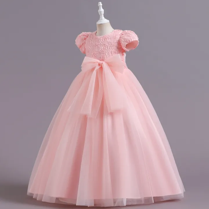 Kids%20Girl%E2%80%99s%20Tulle%20Dress,%20Short%20Sleeve%20Crew%20Neck%20Flower%20Bowknot%20Patchwork%20Dress%20for%20Party%20Stage%20Show%20-%20Image%209