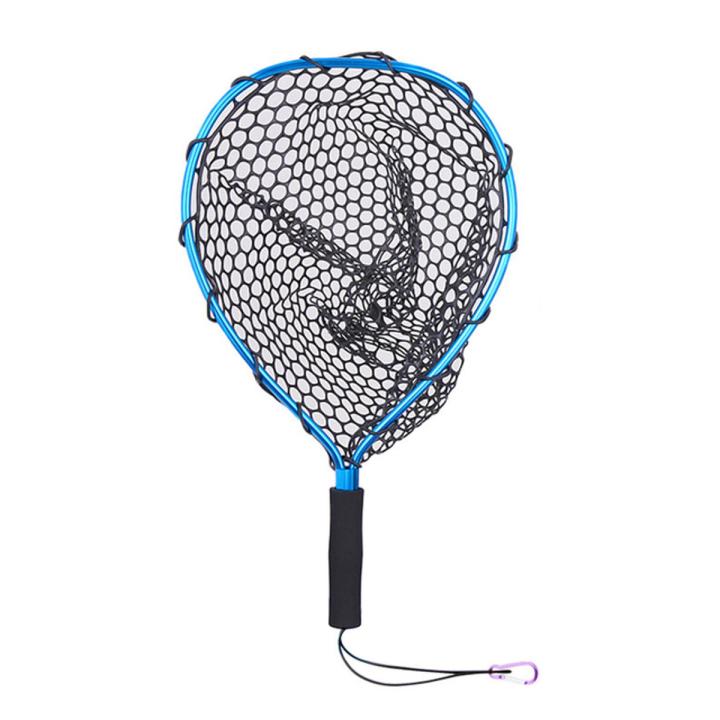 Fly Fishing Landing Net Mesh Study Handle Landing Net Trout Catcher Network Lanyard Rope Outdoor Fishing Tackle Equipment