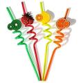1 Piece Jungle Safari Zoo Animal , flower , emoji smilies , fruits Theme Party Supplies Straws Reusable Plastic for Kids Birthday Favors, Family Table Decorations,. 