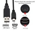 USB 2.0 A to Mini B 5-Pin Data Sync Cable Black. 