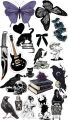 Gothic Dark Academia Stickers Pack - Aesthetic Stickers for Laptop, Journal, Water Bottle, Phone - Butterfly, Raven, Books, Skull Decals. 