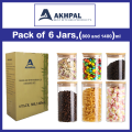 AKHPAL 6 Pack Glass Storage Jars with Airtight Bamboo Lids, 1400ML and 800ML Glass Kitchen Canisters , Clear Food Storage Jar Storage Containers for Coffee Bean, Candy, Sugar, Flour, Pasta, Nuts. 