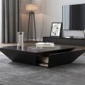 Black Drafted Wooden Coffee Table for Living Room - Center Table, Cocktail Table. 