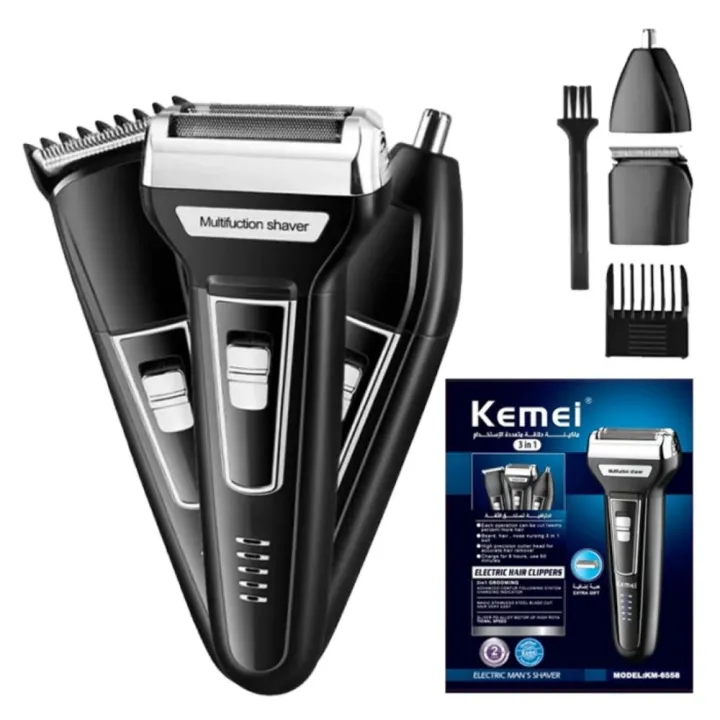 KM%206558%203%20in%201%20Multi-Function%20Trimmer,%20Shaver%20&%20Nose%20Hair%20Remover%20%E2%80%93%20Cordless%20Rechargeable%203-in-1%20Grooming%20Kit%20for%20Men%20-%20Image%202