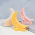 Silicone Moon Candle Mold Ramadan Decorative Resin Non-Stick Moon Gypsum Mould 3D Crescent Mold for Holiday Decor Event. 