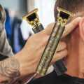 HIGH QUALITY T9 HAIR TRIMMER FOR MEN | VINTAGE METAL BODY TRIMMER | Dragon Style USB Rechargeable Electric Cutting Machine (Golden) | CLIPPER and T9 cordless Hair Trimmer Set. 