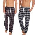 Pack of 2 - Mens Checkered Lounge Pants Trousers Pyjamas Bottoms Cotton Blend. 